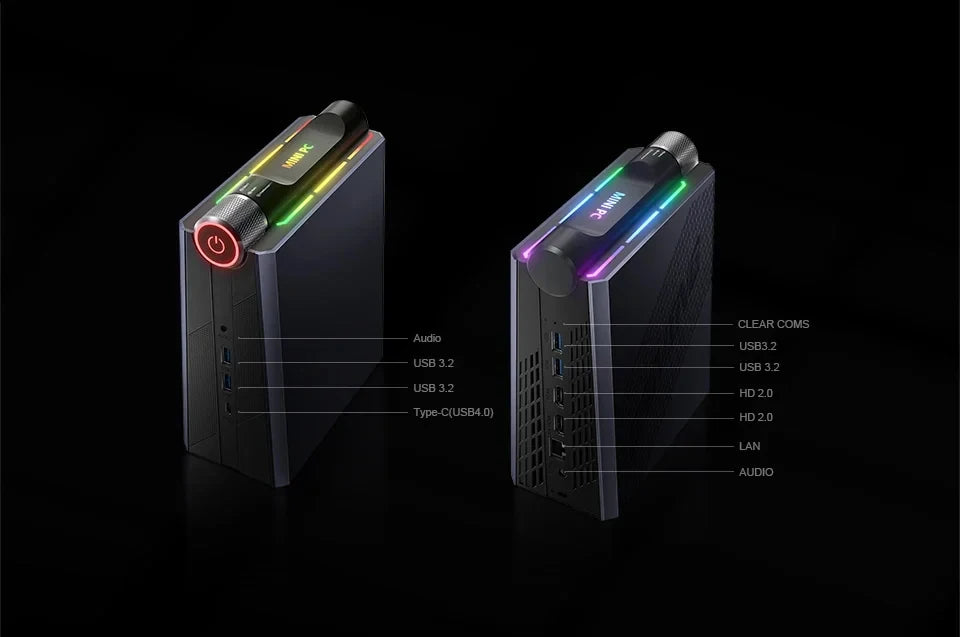 Chatreey AM08 Mini PC AMD Ryzen 7 7735HS 680M 8 Cores Gaming Desktop Colorful Lighting Computer NVME SSD Wifi6 BT 5.0