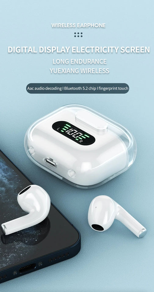 Wireless Bluetooth Earphones HIFI Stereo Waterproof Sports Headphones TWS Mic HD Call Headset LED Display Music Gaming Earbuds