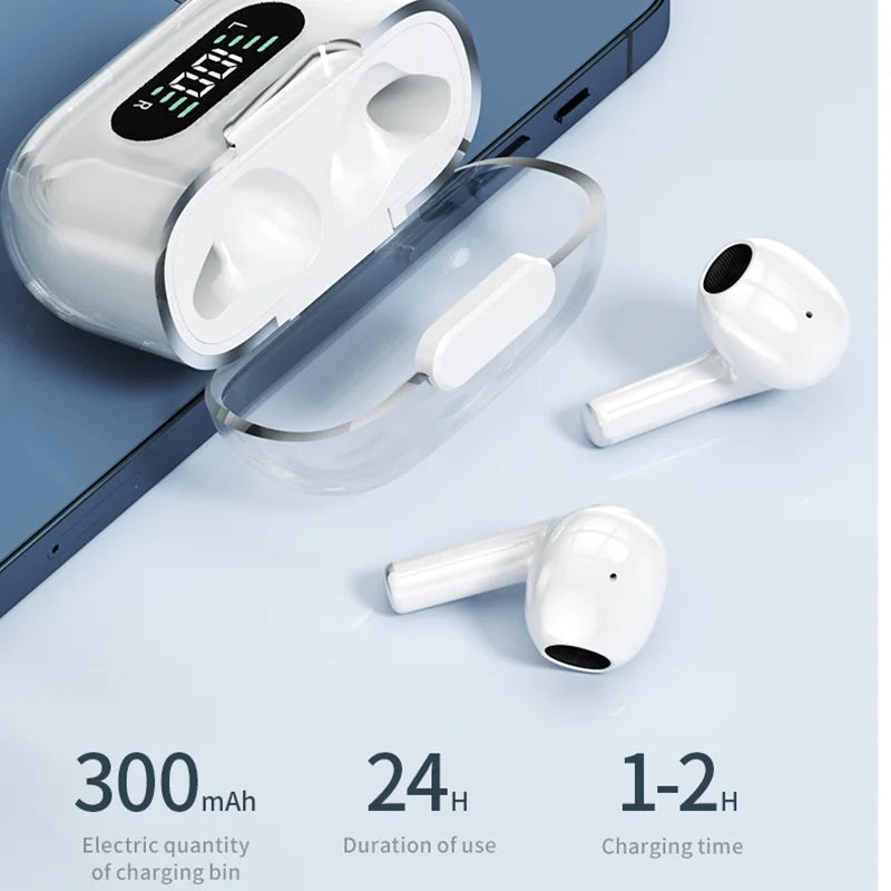 Wireless Bluetooth Earphones HIFI Stereo Waterproof Sports Headphones TWS Mic HD Call Headset LED Display Music Gaming Earbuds