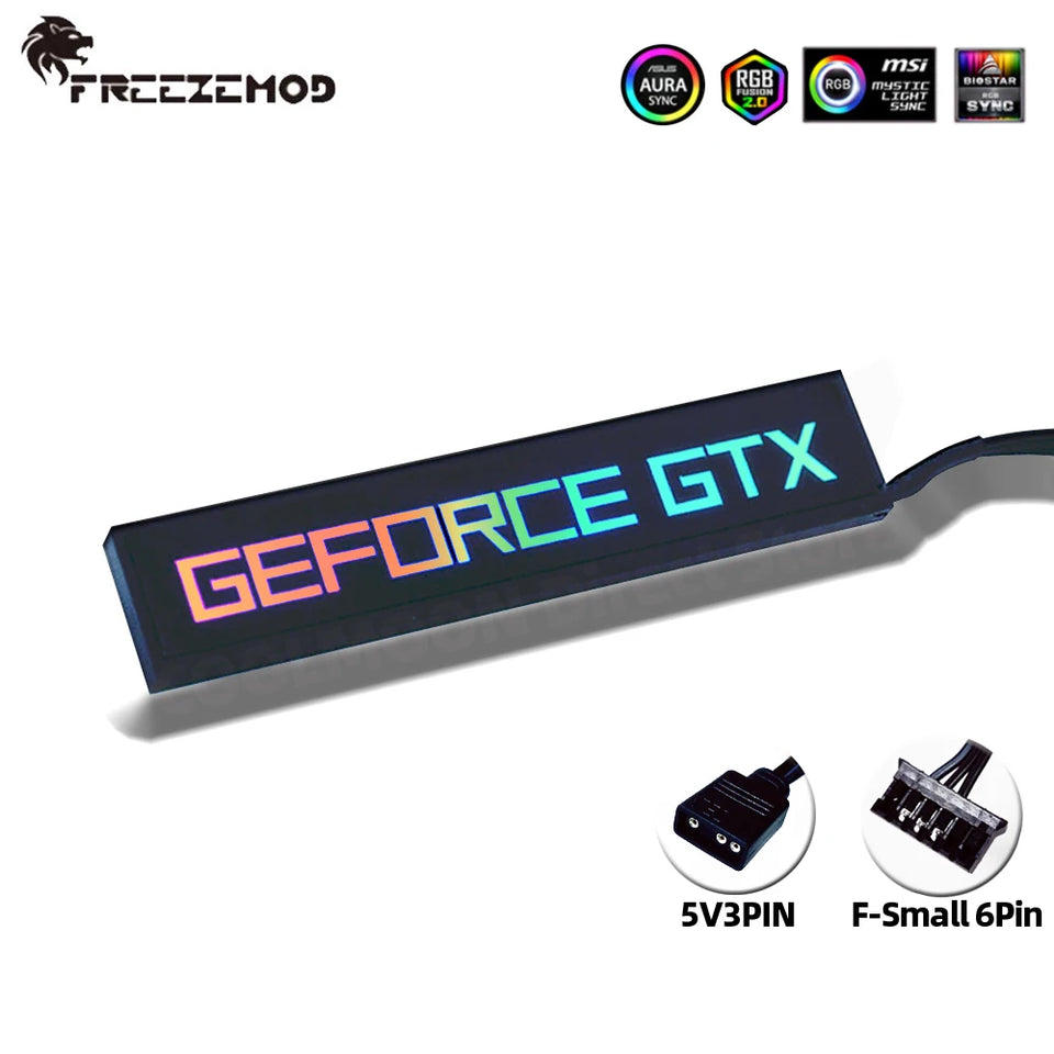 FREEZEMOD Mini VGA Side Light Panel 5V 3PIN A-RGB Graphics Card Luminous Nameplate PC Case Decorative Light Panel AURA SYNC