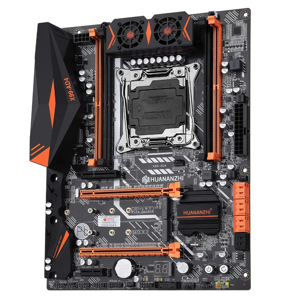 HUANANZHI Gaming PC X99-AD4 Motherboard Xeon 2678 V3 2680 V4 CPU Cooler 4*16G RAM 500G M.2 SSD GPU GTX1660 6GD5 750W PSU PC Case