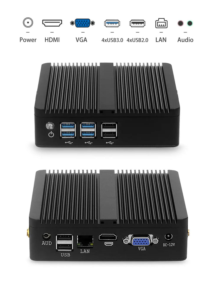 Tolibek HTPC Fanless Mini PC Windows 10 Intel Core i3 5005U i5 4200U Celeron 2955U DDR3L WiFi HDMI 8*USB Office Mini Computer
