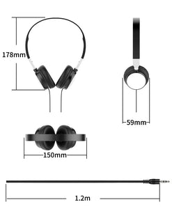 Wired Foldable 3.5mm Headphones Head Mounted Headset Earphone Headphones Stereo Foldable Sport Earphone for Phone/Tablet