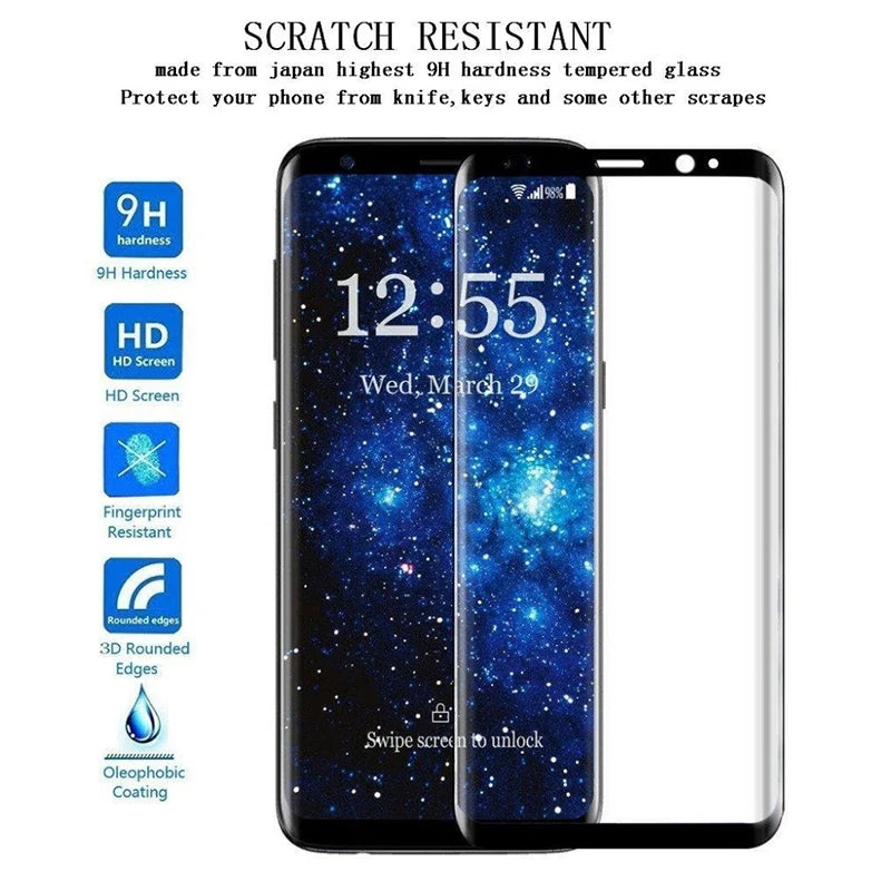 3D Curved Full Cover Tempered Glass for Samsung Galaxy S9 S8 Plus Protective Glass Screen Protector Film for S6 S7 Edge Note 8 9