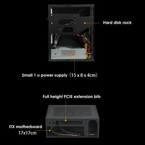 A09 HTPC Computer Case Mini ITX Gaming PC Chassis Desktop Chassis USB2.0 Computer Case Home Computer Case Black