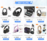 Wireless TV Headphones Bluetooth 5.0 USB Adaptor Stereo Headset Foldable Helmet Earbuds with Mic for Samsung Xiaomi TV PC Music