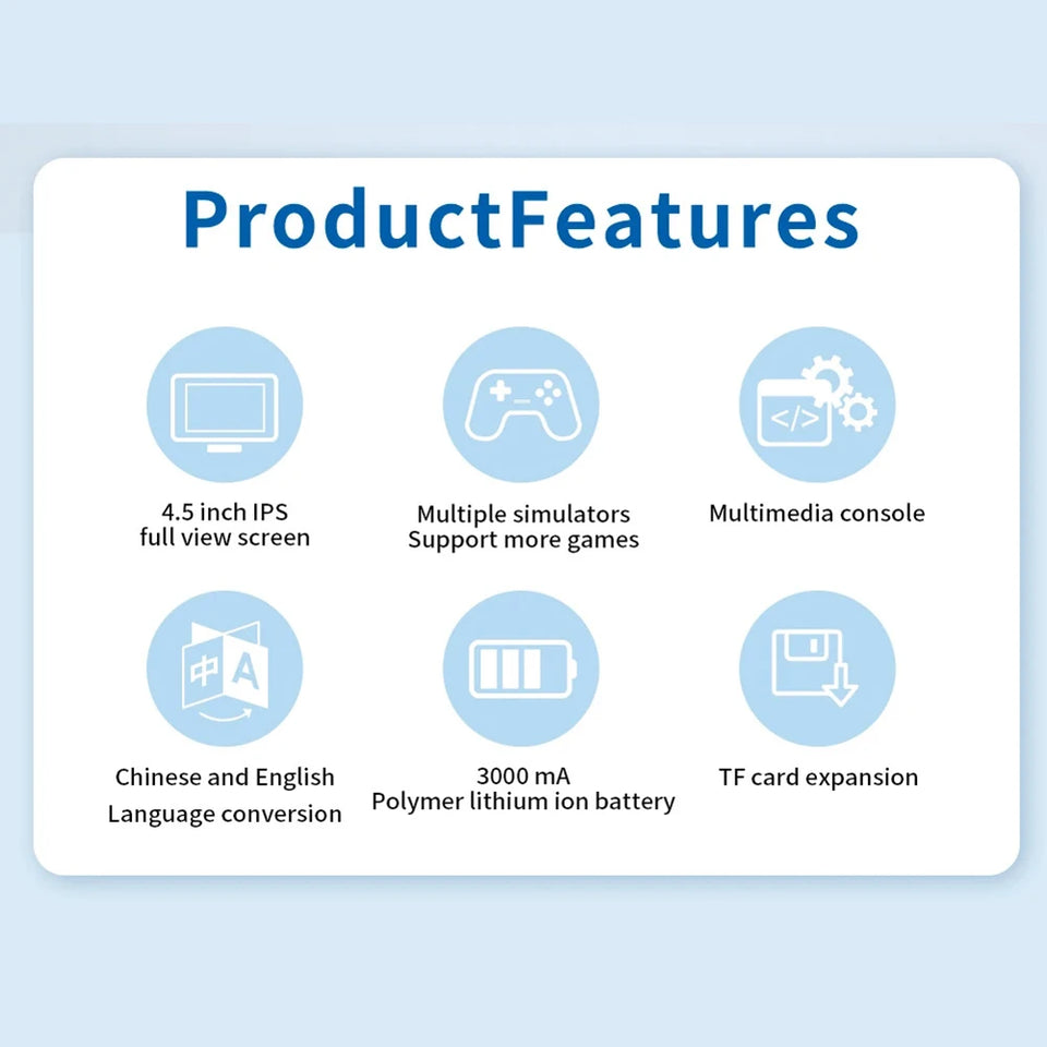 X39 Pro Handheld Game Console 4.5 Inch IPS Screen 3000mAh Rechargeable Video Game Console With 4000+ Games Support 2 Players