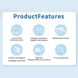 X39 Pro Handheld Game Console 4.5 Inch IPS Screen 3000mAh Rechargeable Video Game Console With 4000+ Games Support 2 Players