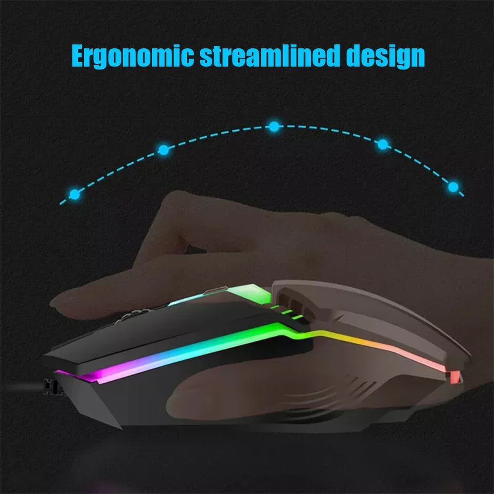 Universal USB Wired Gaming Mouse 1600 DPI 3 Buttons Game LED Optical Ergonomics Mouse For PC Laptop Computer Accessories