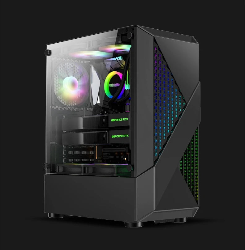 HUANANZHI Gaming PC X99-AD4 Motherboard Xeon 2678 V3 2680 V4 CPU Cooler 4*16G RAM 500G M.2 SSD GPU GTX1660 6GD5 750W PSU PC Case