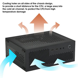 A09 HTPC Computer Case Mini ITX Gaming PC Chassis Desktop Chassis USB2.0 Computer Case Home Computer Case Black