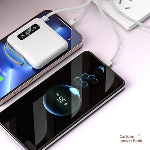 Comes With 4 Wires 20000MAh 6000/10000MAH Charging Power Bank Fast Charge Mini Large Capacity Portable Power Bank Power Supply