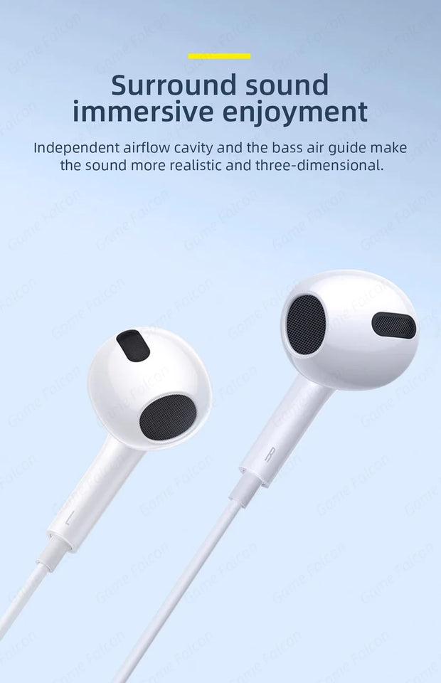 Half-In-Ear Wired Headphones HiFi Music Earbud Handfree Earphone Type-C 3.5mm With Mic For Android Samsung Xiaomi Tablet Laptops