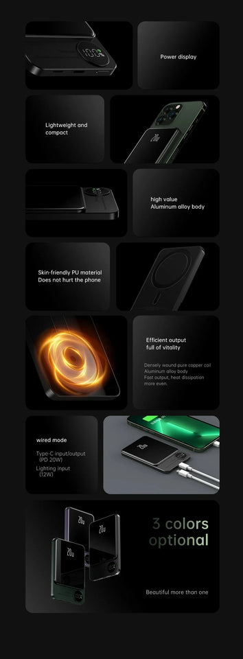 Magnetic Qi Wireless Power Bank PD 20W Fast Charging 20000mAh Portable Powerbank for IPhone 15/14/13/12 Xiaomi Huawei Samsung