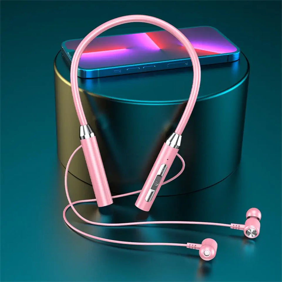 Magnetic Wireless Headphones Bluetooth 5.2 Neckband Earphones Silicone Hifi 12D Stereo Sports Headset Halter Waterproof Earbuds