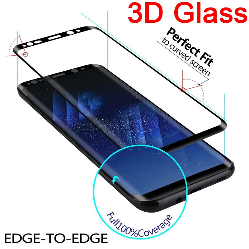 3D Curved Full Cover Tempered Glass for Samsung Galaxy S9 S8 Plus Protective Glass Screen Protector Film for S6 S7 Edge Note 8 9