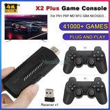 New X2 Plus Game Stick 4K GD10 Retro Video Game Console 2.4G Wireless Controller HD-Out 40000 Games For PSP/N64/PS1