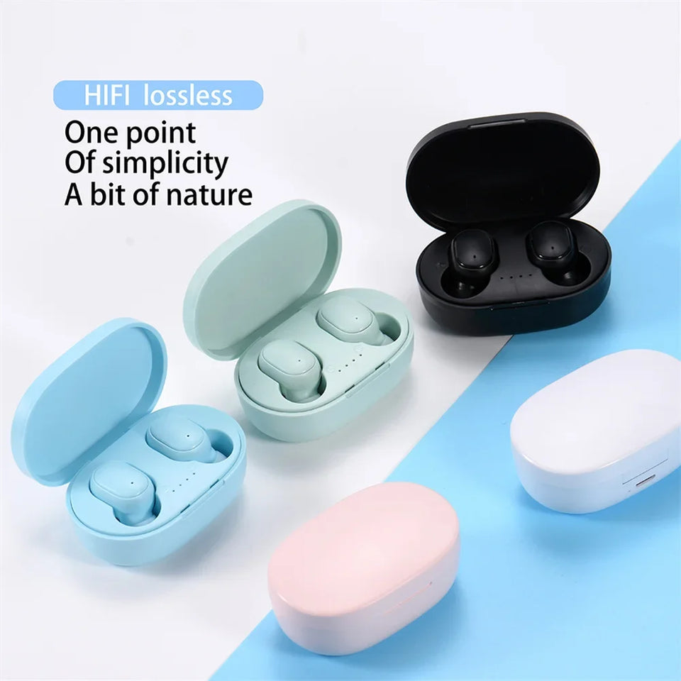 A6S Wireless Earphones Noise Canceling Stereo Deep Bass Headphones With Charging Box For Cell Phone Gaming Laptop Sports