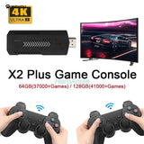 New X2 Plus Game Stick 4K GD10 Retro Video Game Console 2.4G Wireless Controller HD-Out 40000 Games For PSP/N64/PS1