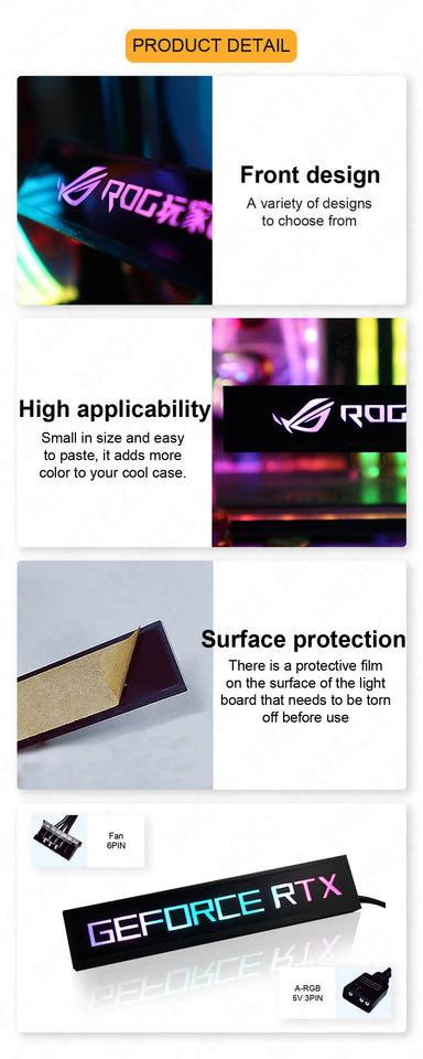FREEZEMOD Mini VGA Side Light Panel 5V 3PIN A-RGB Graphics Card Luminous Nameplate PC Case Decorative Light Panel AURA SYNC