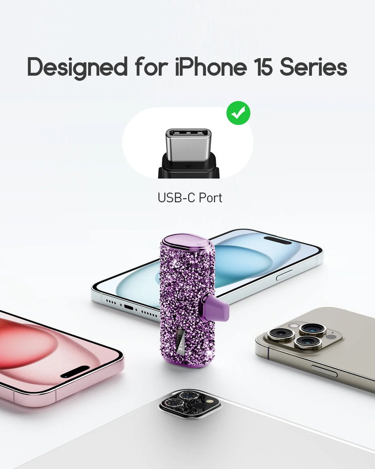 iwalk Diamond Power Bank with Diamond Set Mini Capsule Portable Mobile Power Bank Suitable for iPhone Lightning Type-C