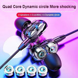 3.5mm Wired Headphone High Bass Headsets Music Sports Gaming Earphones Dual Drive TWS 6D Stereo In-Ear Headset With Microphone