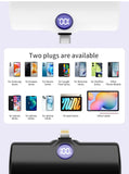 Mini Power Bank Portable 18.5W Fast Charge LED Display Lightning/Type-C Plug 5000mAh Capsule External Battery Pack Powerbank