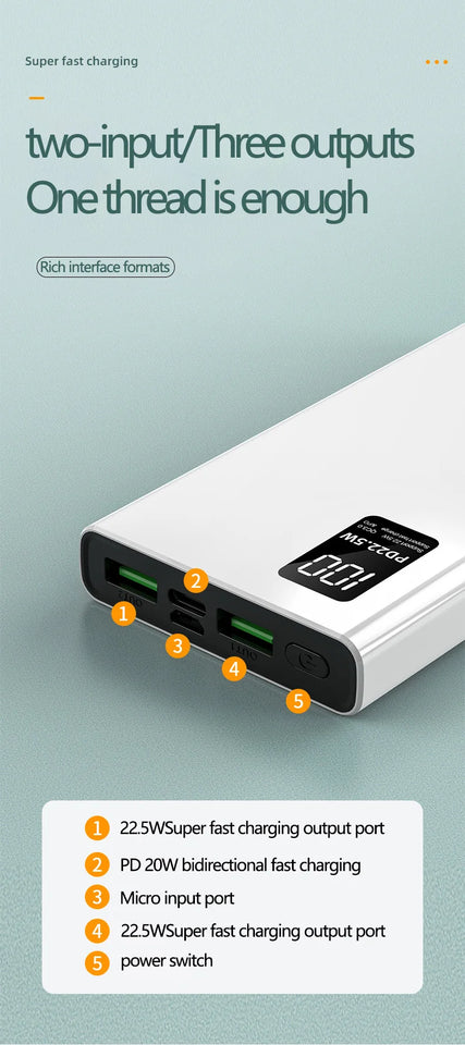 MAOLEI  KJ-K7Portable power bank，Compatible with Apple, Huawei, Xiaomi，Oppo fast charging，10000mAh，Bidirectional fast charging