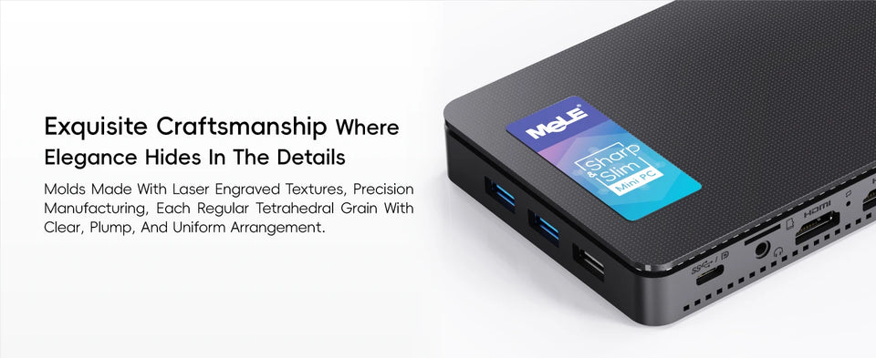 MeLE Slim Mini PC N100 16GB 32GB 512GB Windows 11 Industrial Computer WiFi5 Dual HDMI Type Display USB-C Overclock4C