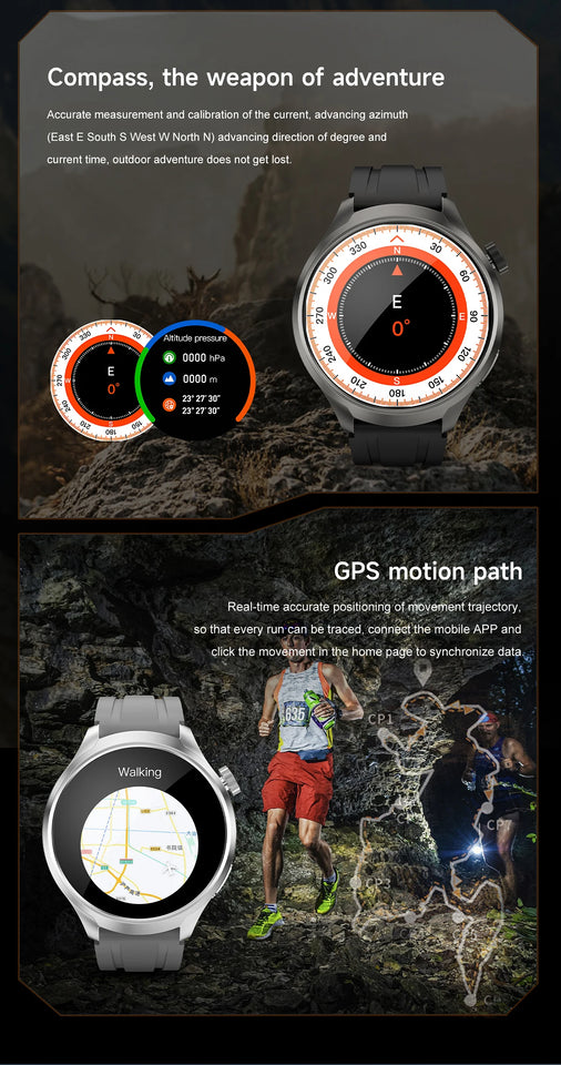 2024 New For HUAWEI Outdoor Sports Smart Watch Men AMOLED Screen NFC GPS Compass Heart rate Waterproof Bluetooth Call SmartWatch