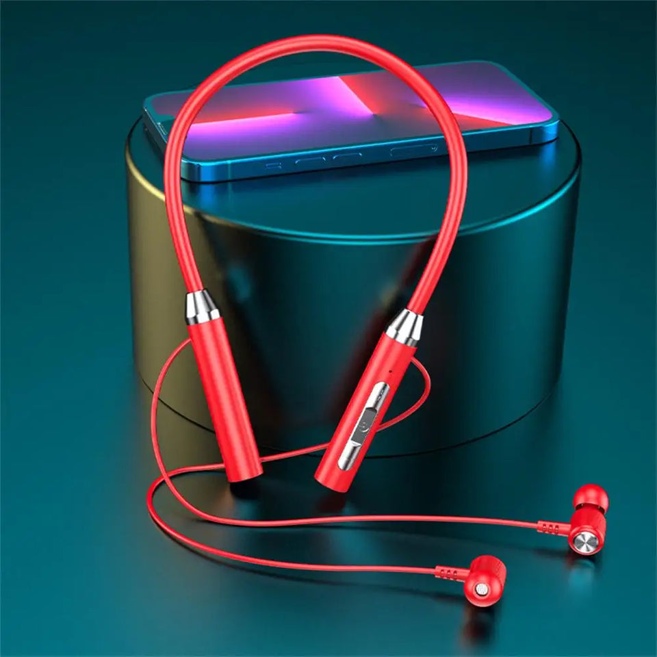 Magnetic Wireless Headphones Bluetooth 5.2 Neckband Earphones Silicone Hifi 12D Stereo Sports Headset Halter Waterproof Earbuds