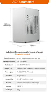 All Aluminum 2.0mm HTPC Mini ITX A4 Chassis Game Computer Support Graphics Card RTX2070 I5 Discrete Display Case K39 A07 A39