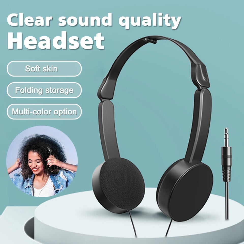 3.5mm Wired Over-ear Headphones Foldable Sports Headset Portable Music Earphones MP4 MP3 Smartphones Laptop