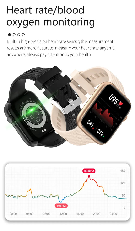 Big Smart Watch Latest Smartwatch Make Answer Calls Ip67 Waterproof Exercise Monitoring Blood Pressure 2024 Women'S Wristwatch