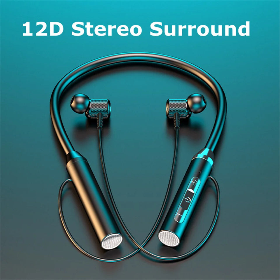 Wireless Neckband Headphones V5.2 Hifi Stereo Sports Neckband Headset Waterproof Earbuds For Outdoor Running 098