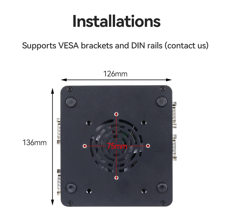 XCY Fanless Mini PC Intel Celeron J4125 DDR4 M.2 SSD RS232/485 2x LAN GPIO mPCIE 4G LTE 8x USB LVDS HDMI TPM 2.0 Windows 11