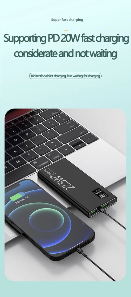 MAOLEI  KJ-K7Portable power bank，Compatible with Apple, Huawei, Xiaomi，Oppo fast charging，10000mAh，Bidirectional fast charging