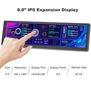 8.8 inch HDMI Touch Long Wide Monitor With Case PC Temperature Display PC Sensor Panel Display Small Extender Monitor