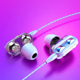 3.5mm Wired Headphone High Bass Headsets Music Sports Gaming Earphones Dual Drive TWS 6D Stereo In-Ear Headset With Microphone