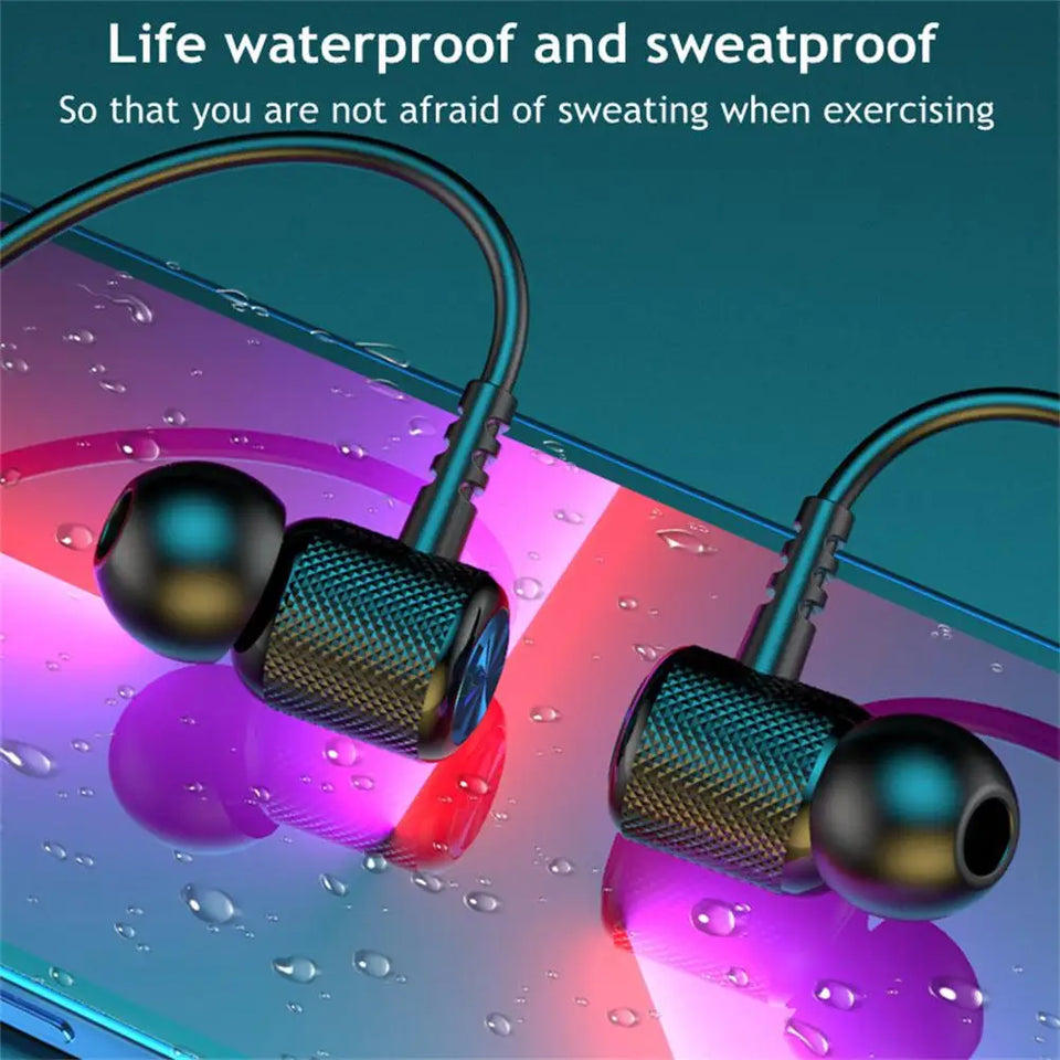 Magnetic Wireless Headphones Bluetooth 5.2 Neckband Earphones Silicone Hifi 12D Stereo Sports Headset Halter Waterproof Earbuds