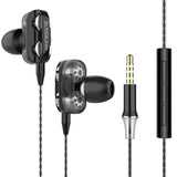 3.5mm Wired Headphone High Bass Headsets Music Sports Gaming Earphones Dual Drive TWS 6D Stereo In-Ear Headset With Microphone