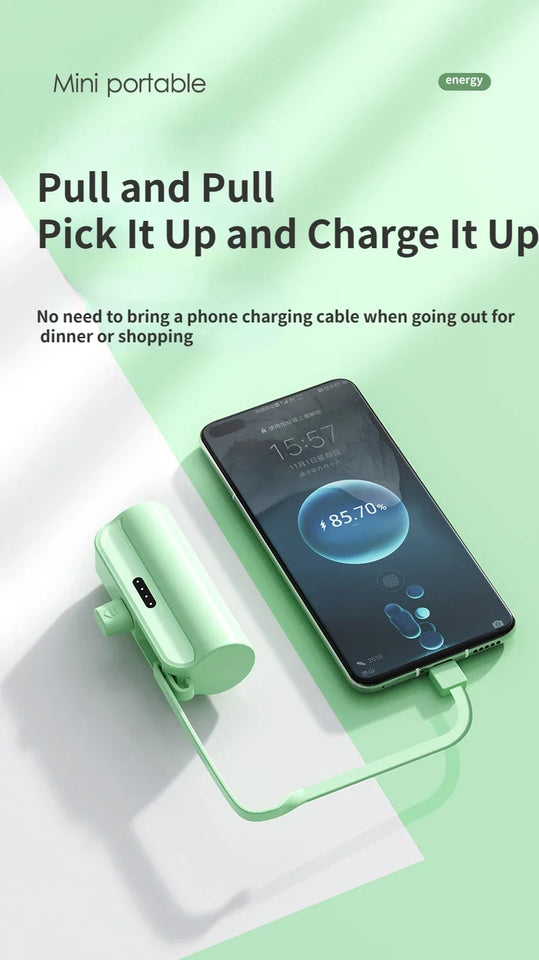 Power Bank 5000mAh Built in Cable Mini PowerBank External Battery Portable Charger For iPhone Samsung Xiaomi Spare Power Banks