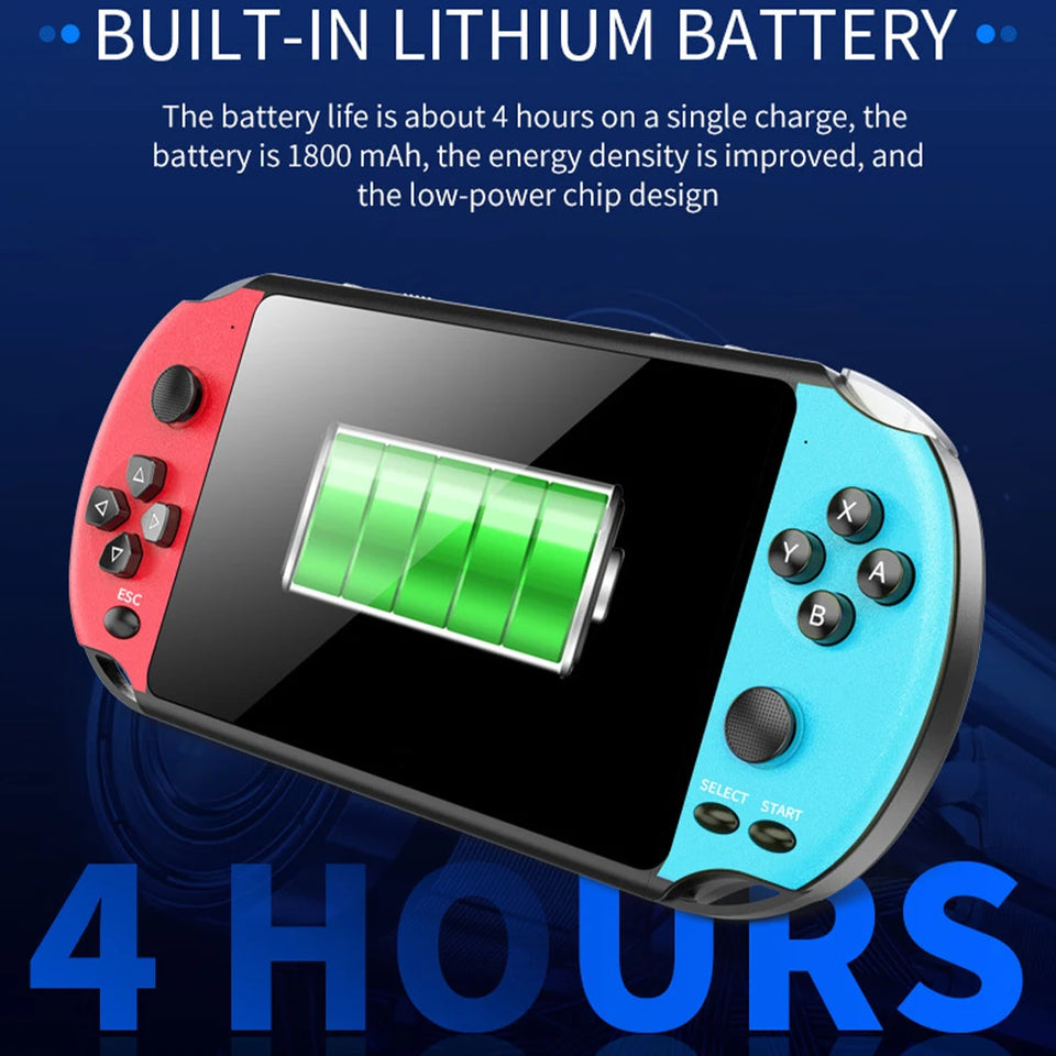 X12 Retro Handheld Game Console 5.1Inch HD Screen Portable Audio Video Player Supports 128-bit Games With More Than 2,000 Titles