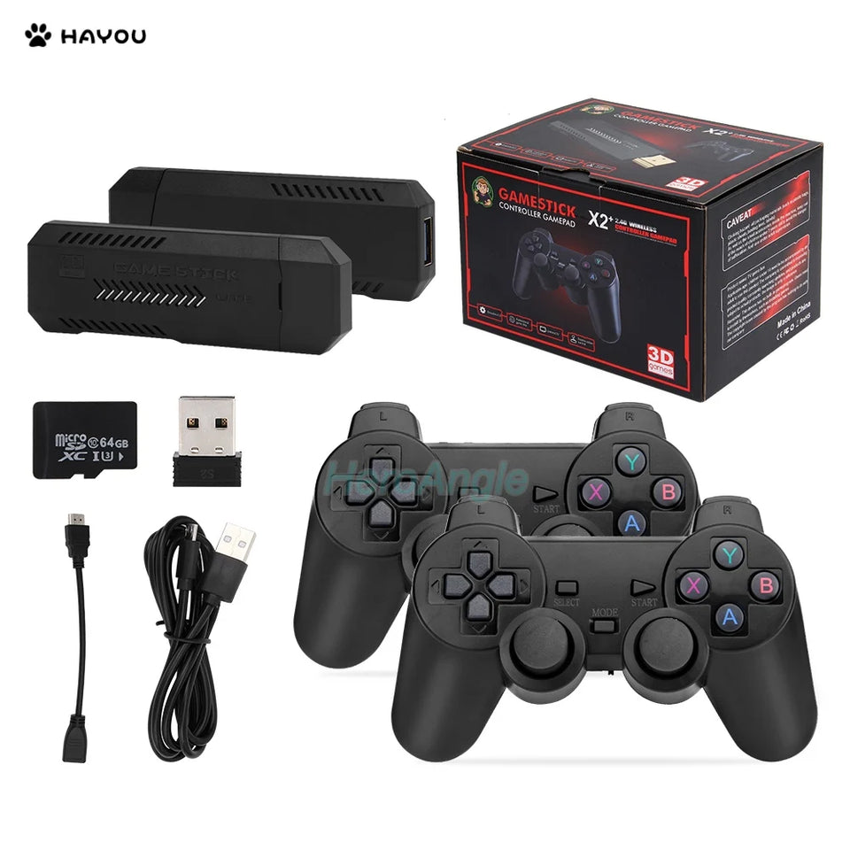 New X2 Plus Game Stick 4K GD10 Retro Video Game Console 2.4G Wireless Controller HD-Out 40000 Games For PSP/N64/PS1