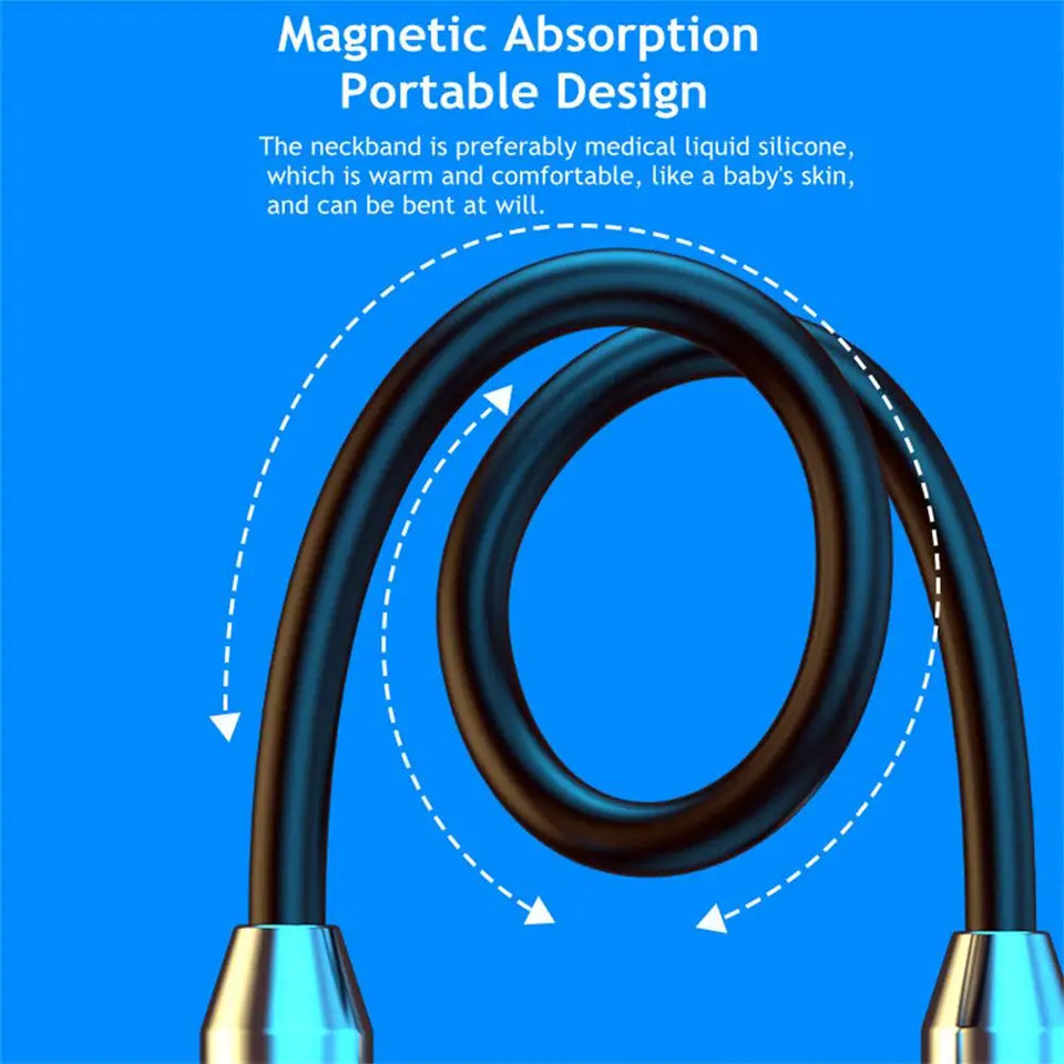 Magnetic Wireless Headphones Bluetooth 5.2 Neckband Earphones Silicone Hifi 12D Stereo Sports Headset Halter Waterproof Earbuds