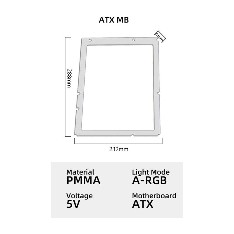 ARGB Motherboard-ATX ITX Lighting Frame Light Pad for MATX PC Gaming for Case US L21D