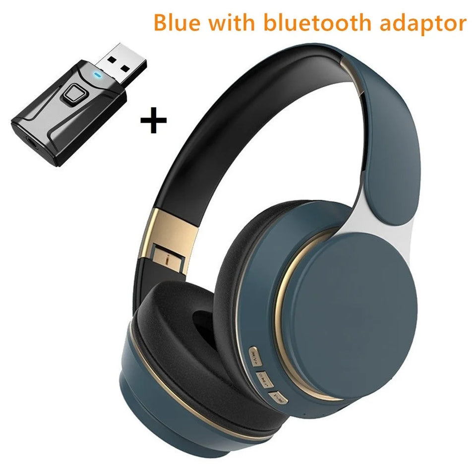 Wireless TV Headphones Bluetooth 5.0 USB Adaptor Stereo Headset Foldable Helmet Earbuds with Mic for Samsung Xiaomi TV PC Music