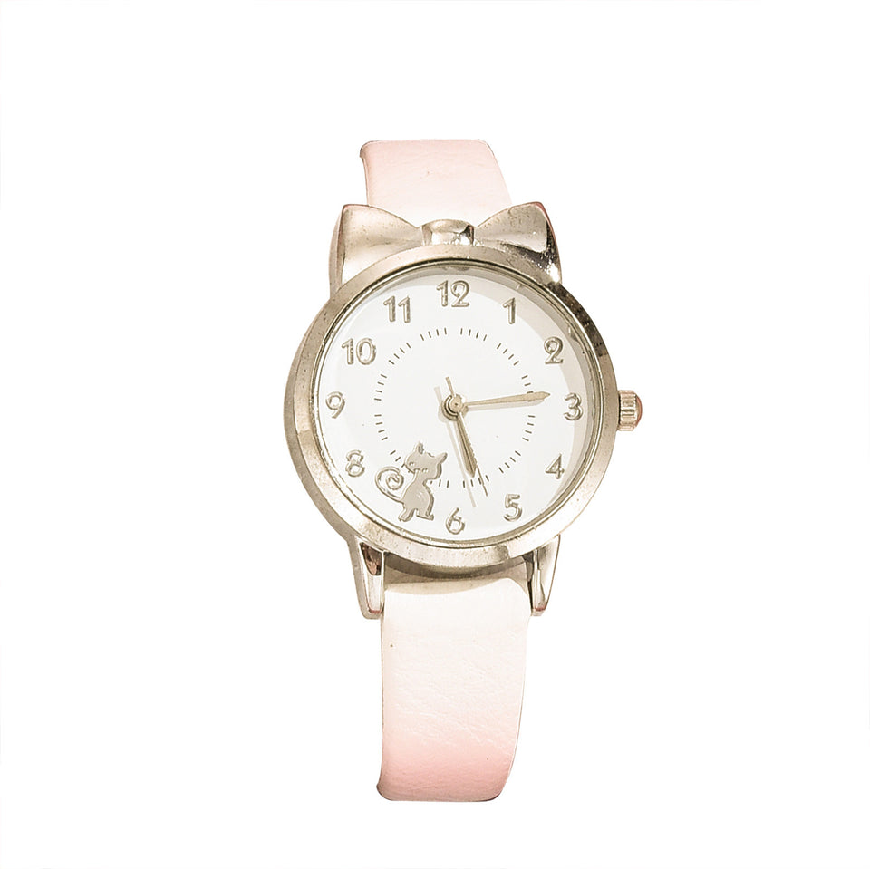 Korean Latest Design Cat White Ladies Trendy Quartz Watch Fashionable Simple Style Quartz Wristwatch Reloj Mujer Free Shiping