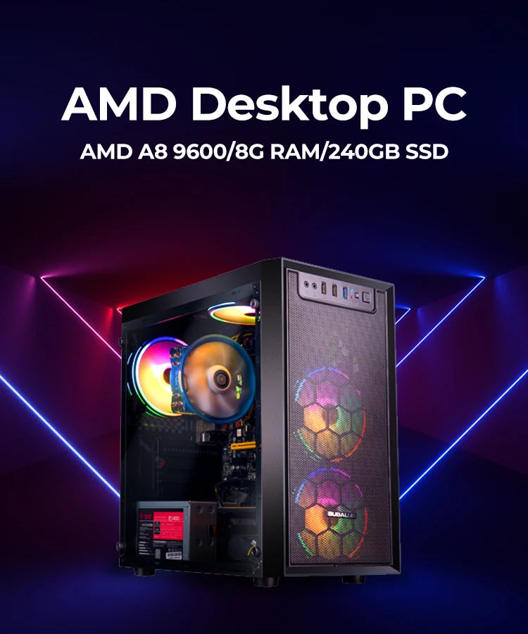 Aotesier Gaming PC core A8 7680CPU 8G/16G RAM 500G SSD Win10 Pro Key Assembly Machine Cheap Gaming Desktop Computer pc gamer