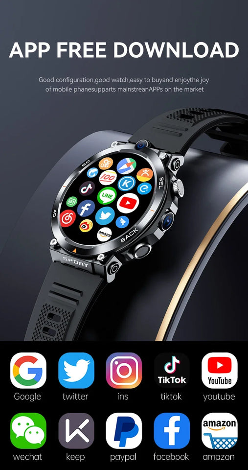 YYHC 2024 Latest 4G Smart Watch Sim Card Built Programmable 1.39 inch Luxury Android 8.1 Smart Watch H10 with GPS WIFI